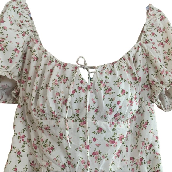 Reformation Ditzy Floral Milkmaid Puff Sleeve Mini Dress Size 12 Cottagecore - Picture 5 of 10